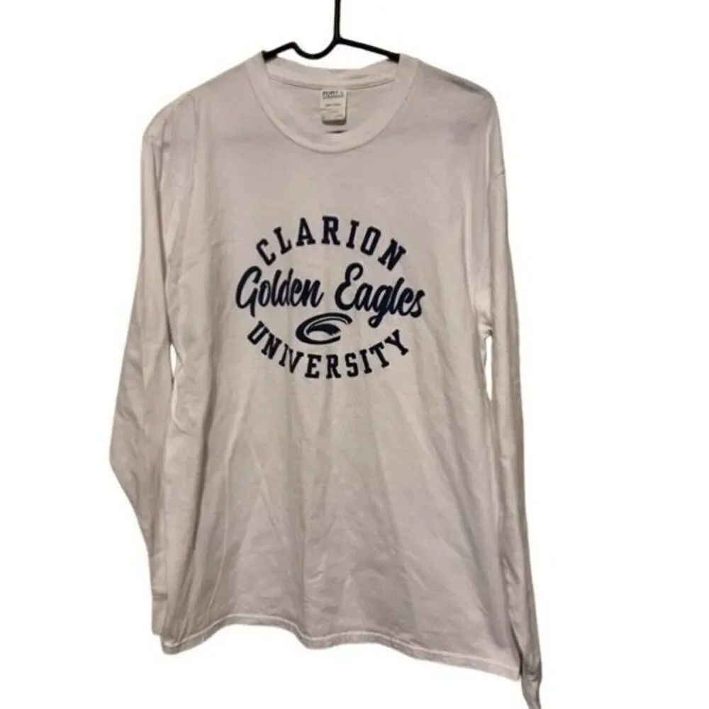 Clarion University Golden Eagles Size Large White Long Sleeved T-Shirt